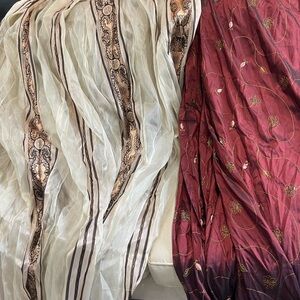 Elegant Cream and Burgundy Textured curtains